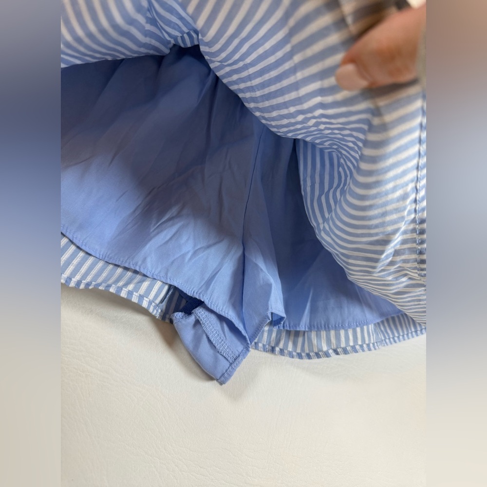 NWT DO+BE Savannah Skirt small smocked waist ruffled skirt, blue white (bin Q) - Picture 9 of 11